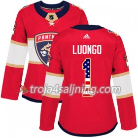 Florida Panthers tröja Roberto Luongo 1 Röd USA Flag Fashion 2017-2018 Adidas Authentic - Dame NHL Tröjor